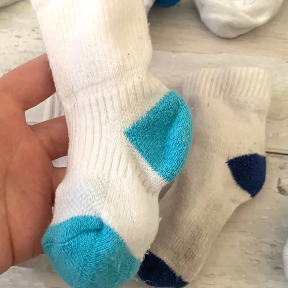 OshKosh 0-6m Baby Boy Crew Socks Bundle Lot 8 Pairs Kids Sock White Blue